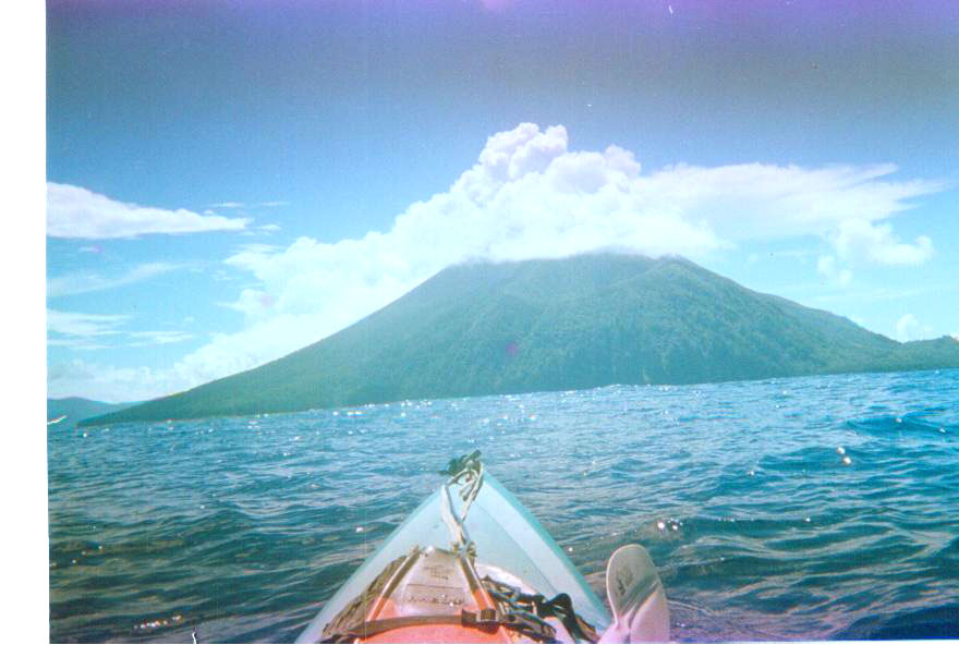 Approaching volcanic island of Lopevi